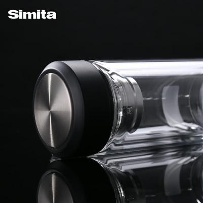 China Custom Made High Borosilicate Vacuum Viable Double Wall Flask Portable Food Grade Water Bottle Leak Proof Ultralight With 304 SUS Lid for sale