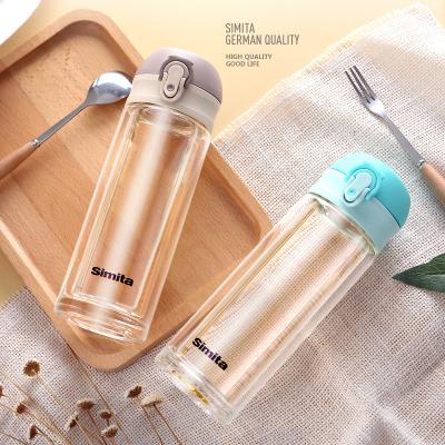 China SIMITA Sustainable Water Bottle Insulated High Borosilicate Glass Food Grade PP Lid Fashion Water Proof Thermos For Business Outdoor for sale