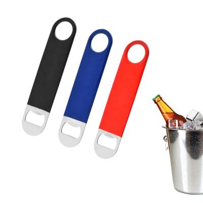 China 7 Inches Reusable Stainless Steel Bottle Opener Red Black Blue Flat Solid And Durable Beer Openers for sale