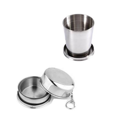 China Durable 75ml Stainless Steel Travel Portable Outdoor Camping Folding Cup Collapsible Metal Telescopic Mug for sale