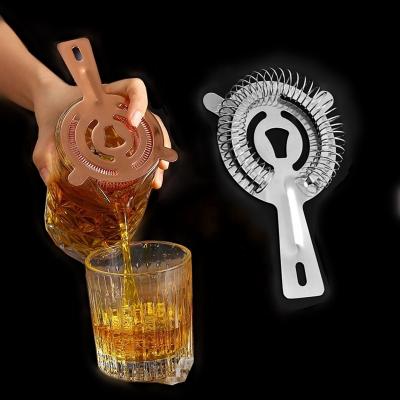 China Eco Friendly Wholesale Bar Tools Barware Copper Rose Gold Stainless Steel Cocktail Bar Strainer for sale