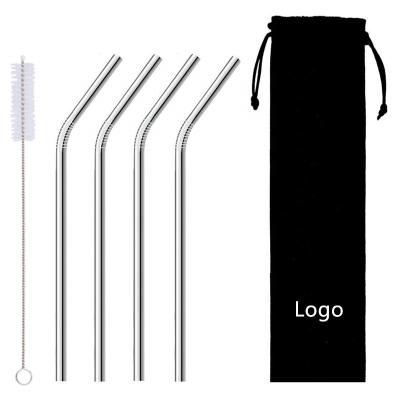 China Sustainable 4-Piece Stainless Steel Straws , Metal Straws Set Reusable Drinking Straw for sale