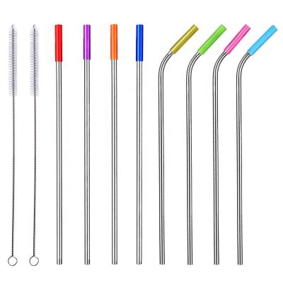 China Amazon Replacement Metal Drinking Straws Sustainable Reusable Stainless Steel Straws With Silicone Tips for sale