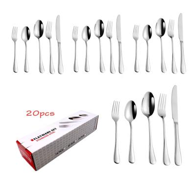 China Sustainable Silverware 20-Piece Flatware Titanium Gold Cutlery Set Stainless Steel for sale