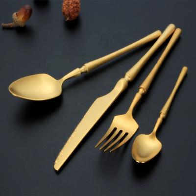 China Viable Antique Gold Silverware Set 304 Stainless Steel Metal Knife Fork Spoon for sale