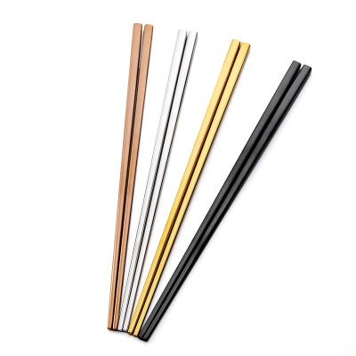 China Viable Wholesale Chinese Multicolor Square Reusable Chopsticks Titanium Stainless Steel for sale