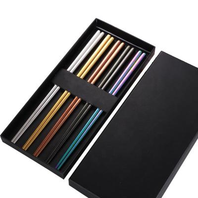 China Viable Reusable Metal Chopsticks Korean Chopsticks 18/10 Stainless Steel Chopstick With Gift Case for sale