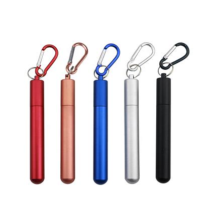 China Viable Collapsible Telescopic Reusable Straw With Case Metal Stainless Steel Retractable Portable Drinking Straws For 10 20 30 Ounces for sale