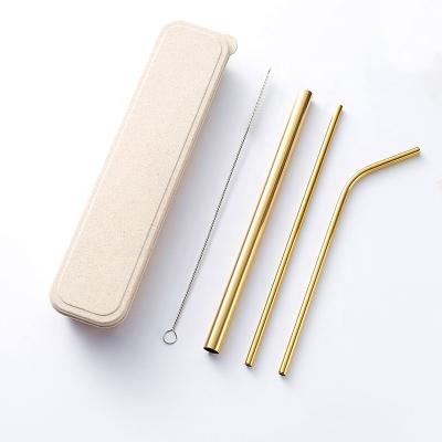 China Sustainable Success Amazon Stainless Steel Reusable Drinking Straws Set With Brush Case for sale