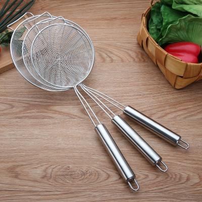 China Large Sustainable Spider Strainer Skimmer Spoon For Frying And Cooking Stainless Steel 3 Wire Pasta Strainer Set With Long Handle for sale