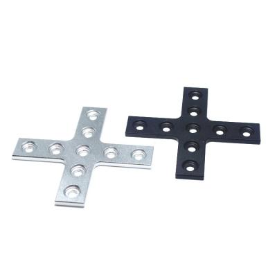 China Aluminum Alloy GIULY Silver / Black X Shape 9 Hole Joint Plate For 2020 Aluminum Profile for sale