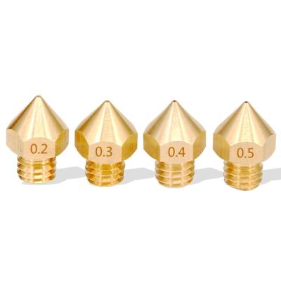 China GIULY 3D Printer MK8 Brass Nozzle 0.2/0.3/0.4/0.5mm Brass Nozzle for 1.75/3mm Filament for sale