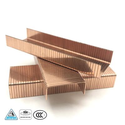 China Wholesale high quality copper plated 16GA carton staple u-type nail steel low price 32MM from China hardware factory for sale