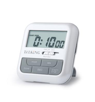 China Stocked Loud and Clear Voice Countdown English Speaking Timer with Clock Display for sale