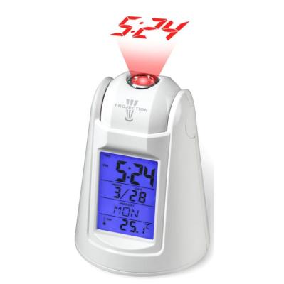 China Files Multi Language Projection Talking Alarm Clock With Thermometer Function And Calendar Light Back Desk for sale