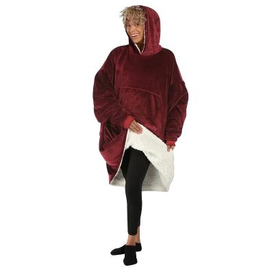 China New Design Winter Breathable Comfortable Oversized Hoodie Red Wine Gift Wearable Blanket for sale