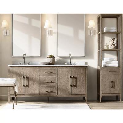 China Cust American style light luxury marble solid wood model of American style bathroom cabinet sideboard style industrial villa design for sale