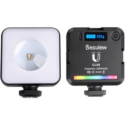 China Desview Pocket Full Color Video RGB 360 Light 2500-9000K Dimmable Panel Lamp With 3 Cold Shoe CL-60 for sale