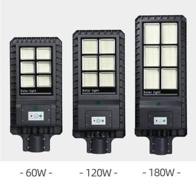 China Garden IP65 Waterproof PIR Motion Sensor Dusk To Dawn 180W All In One Solar LED Street Light With Remote Control Outdoor Application for sale