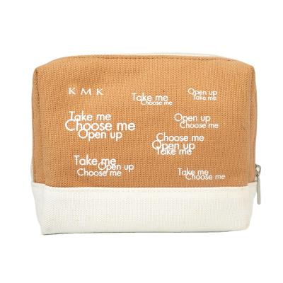 China NATIONAL Good Quality Cotton Eco-Friendly Reusable Custom Canvas New Arrival Cosmetic Bag Makeup Bag Logo Letter Printed Pouch Bag for sale