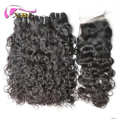 China Hot Selling Water Wave Good Quality Big Stock Hair Bundles And Lace Up Closure for sale