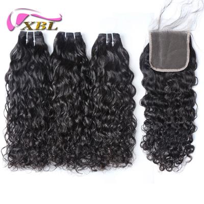 China Water Wave Double Layer Water Wave Bundles With Closure New Xblhair Wholesale Price Hair Extension Brazilian Hair for sale