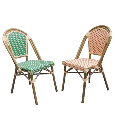 China Vintage L-135 UV Resistant Multicolor Rattan Style Outdoor French Bistro Chairs for sale