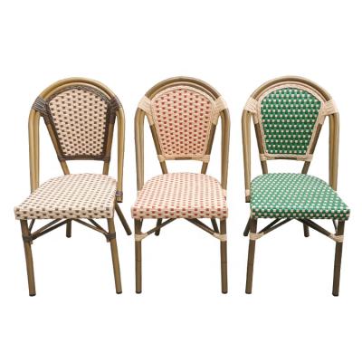 China UV Resistant Outdoor Bistro Garden Restaurant Furniture L-135 Rattan Bar Cafe Patio French Bamboo Rattan Chair for sale