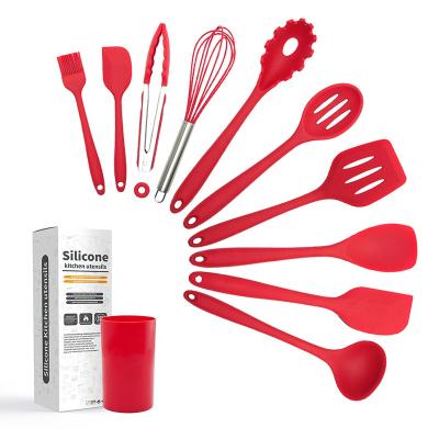 China Wholesale Viable 10pcs In 1 Set Silicone Kitchen Food Heat Resistant Utensils Cooking Spatula Set for sale