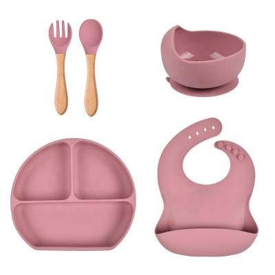 China Home Hotel Restaurant BPA Free Silicone Suction And Bowl Baby Feeding Bowl Spoon Set Baby for sale