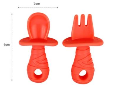 China BPA Free Colored Silicone Spoon And Fork Set For Baby Infant Infant Soft Baby Training Feeding Spoon for sale