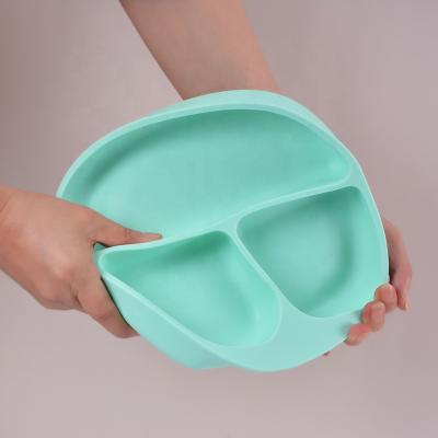 China Hotel Home Restaurant Dish Unbreakable Divided Safe Cute Silicone Baby Suction Silicone Baby Dish Microwave Dish for sale