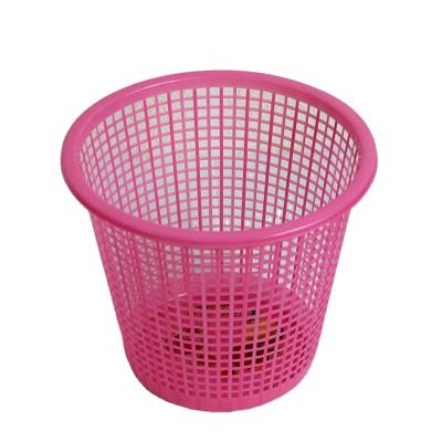 China Creative Home Viable Plastic Trash Bin Kitchen Household Waste Toilet Paper Basket Uncovered Round Large Barrel for sale