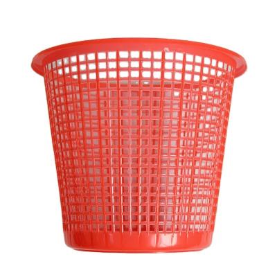 China Sustainable Indoor Small Round Bathroom Plastic Trash Can With Hollow Top Without Lid Trash Can Kitchen for sale