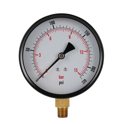 China Black Steel Case 100mm Pressure Gauge Customized Black Steel Pressure Range Case 1/4