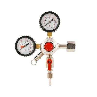 China Beer Machine Double-Gauge 1-Way Beer Keg CO2 Pressure Regulator with CGA320 Inlet 0-3000psi/0-60psi Connection for sale