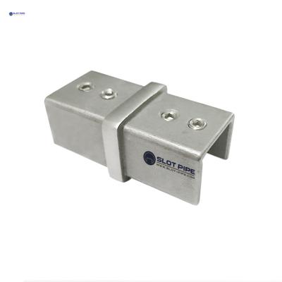 China Modern Stainless Steel 25X21MMx14x14 Groove Rectangular Tube 180 Degree Connector for sale