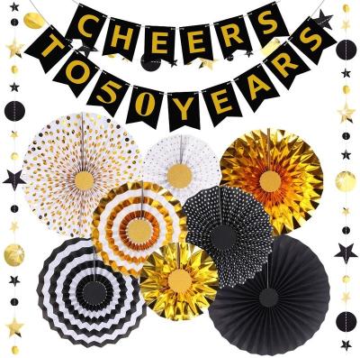 China Factory direct sales non-toxic party supplies fan gold star circle garland party banner paper set for sale