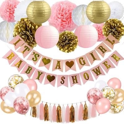 China High quality wholesale non-toxic latex paper pom poms banner globos balloons baby shower birthday girl decorations for sale