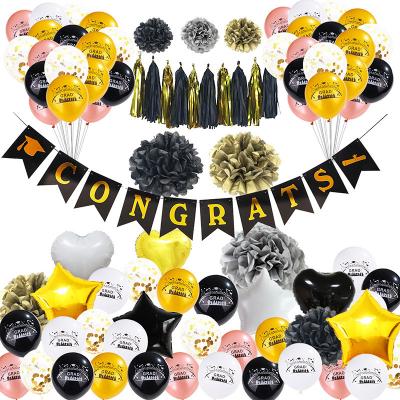 China Wholesale New Ceremony Non-Toxic Party Decoration Congratulations Banner Balloons Party Pompom Tassels Paper Set for sale