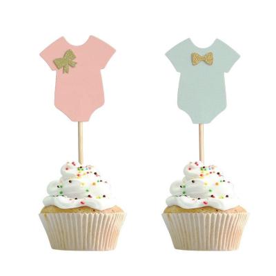 China Non-Toxic Baby Gender Reveal Cake Decoration Card Boy Girl Clothes Cake Card Cake Topper for sale