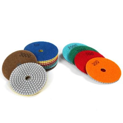 China 4 Inch Stone Floor Marble 3 Step Diamond Polishing Pad Concrete Wet Polishing Set for sale