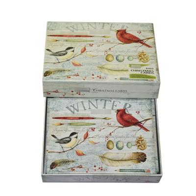 China Popular Europe Winter Bird Gift Cards Christmas Cards Printing Customized Thank You Cards With Envelope for sale