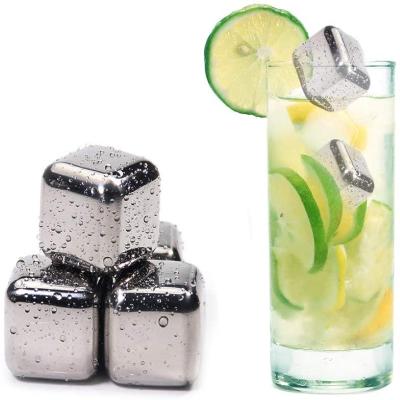 China Food Grade Metal Stocked Ice Cube Set Reusable Cooling Ice Cube Stainless Steel for sale