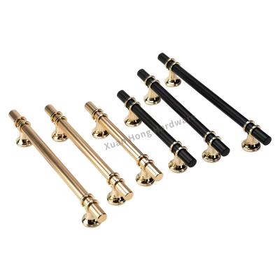 China New Design Furniture Gold Handle Combination Modern Black Single Hole Knob European Cabinet Wardrobe Door Handle for sale