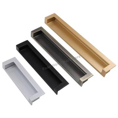 China Rectangle Modern Recessed Zinc Alloy Cabinet Furniture Concealed Concealed Pull Handle , Metal Furniture Hardware Handles for sale