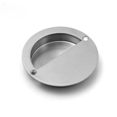 China Modern Round Circular Flush Recessed Sliding Door Handles Finger Pulls Concealed Hidden Screws Satin Brushed Stainless Steel for sale