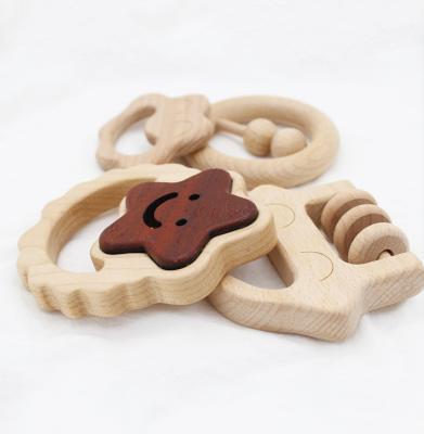 China Newest Amazon Best Selling Musical Toy YDS Wooden Baby Teether Natural Beech Rattling for sale