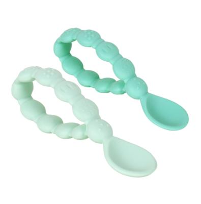 China YDS Braided Handle Silicone Baby Spoon Easy Toddler Toddler BPA Free Braided Handle for sale