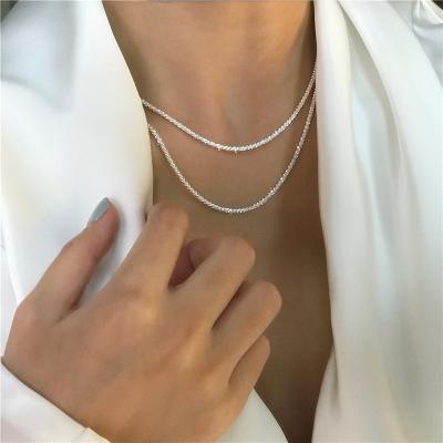 China Popular FASHIONABLE Women's Gifts 925 Sterling Silver Sparkling Clavicle Chain Necklace Birthday Wedding Party Fine Jewelry for sale